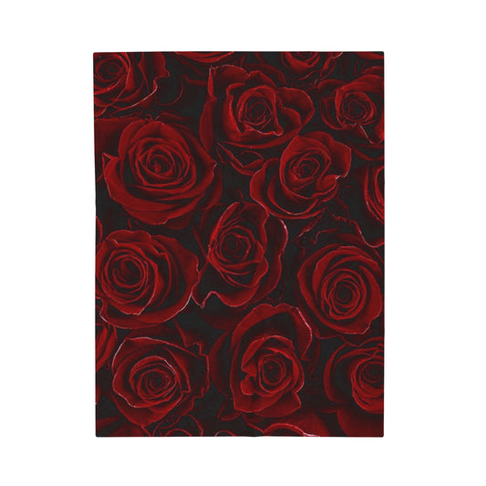 Soft Floral Blanket – Red Roses Pattern for Elegant Comfort
