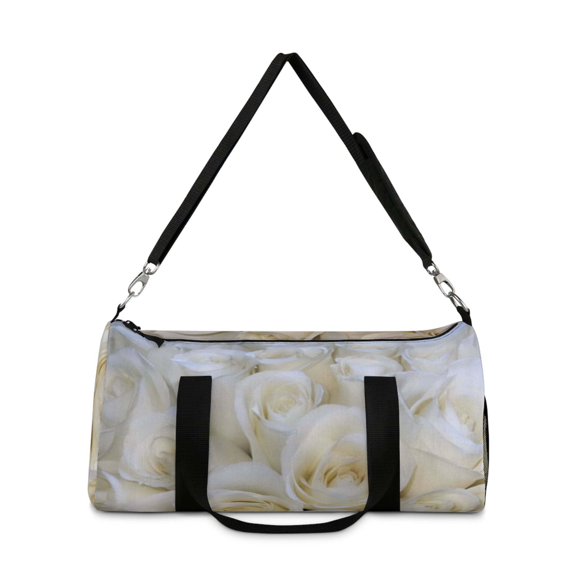 White Roses Floral Duffel Bag for Gym