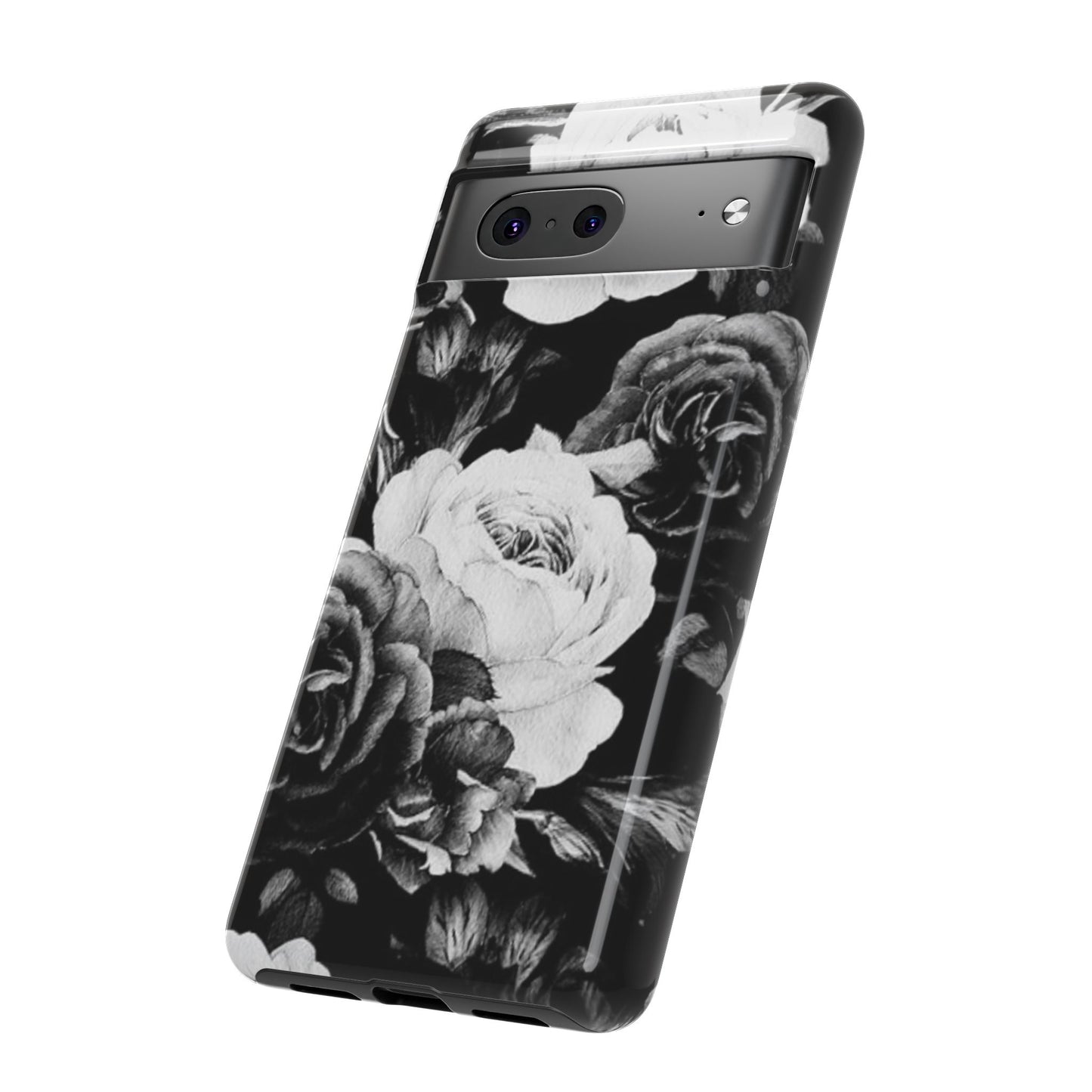 Black and White Floral Tough Phone Case
