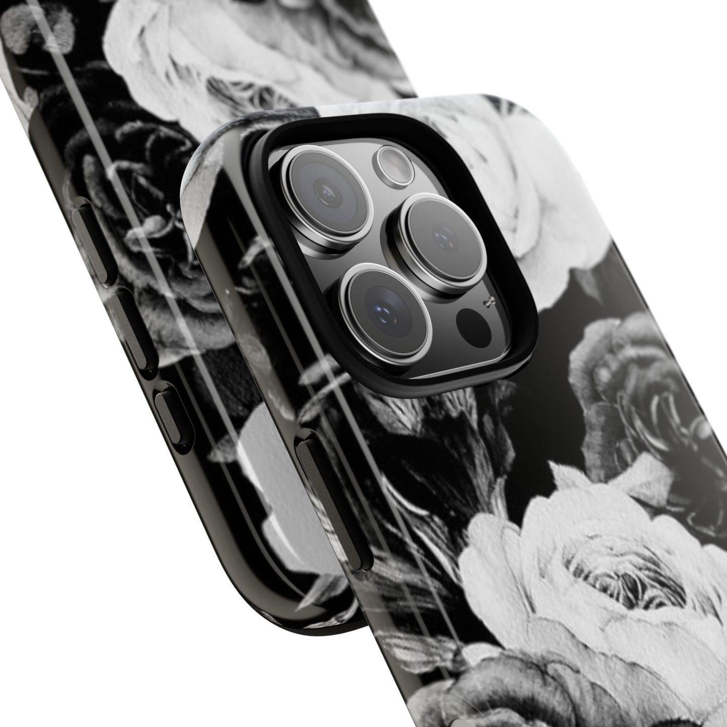 Black and White Floral Tough Phone Case