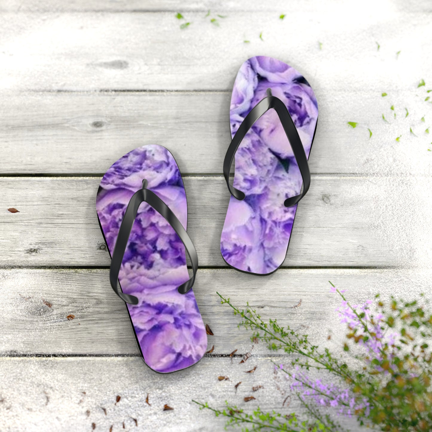 Purple Peony Flip Flops