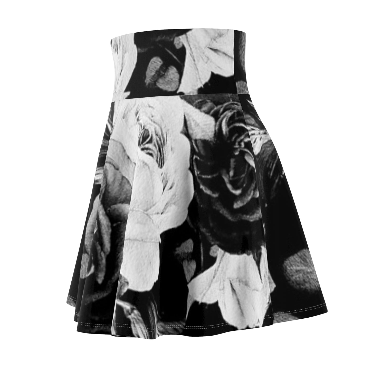 Black & White Floral Skater Skirt