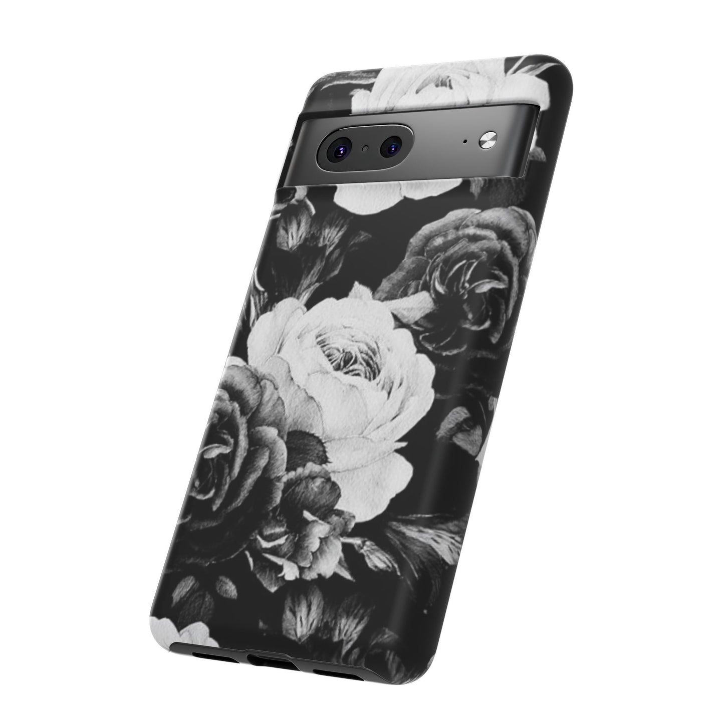 Black and White Floral Tough Phone Case