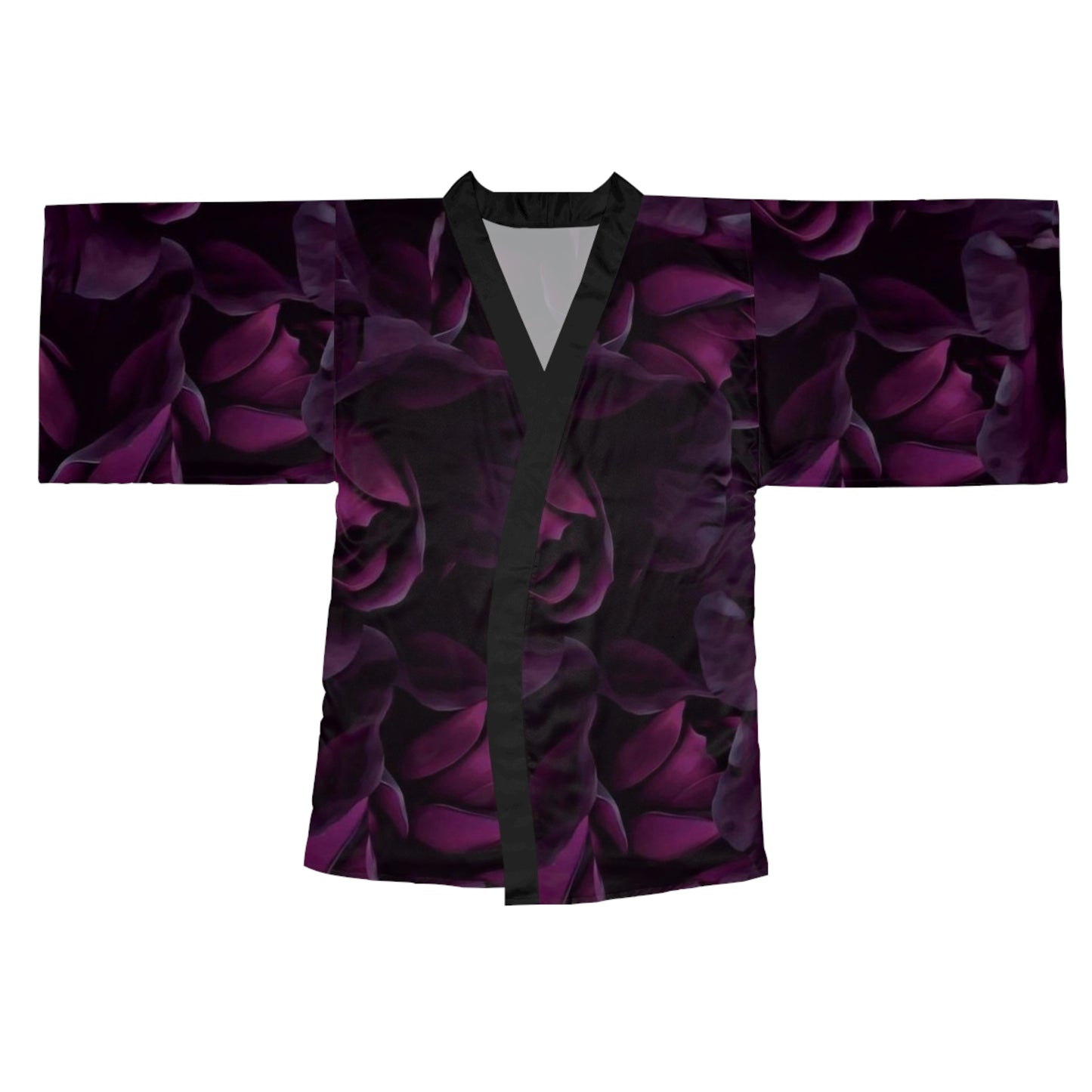 Dark Purple Floral Kimono Robe