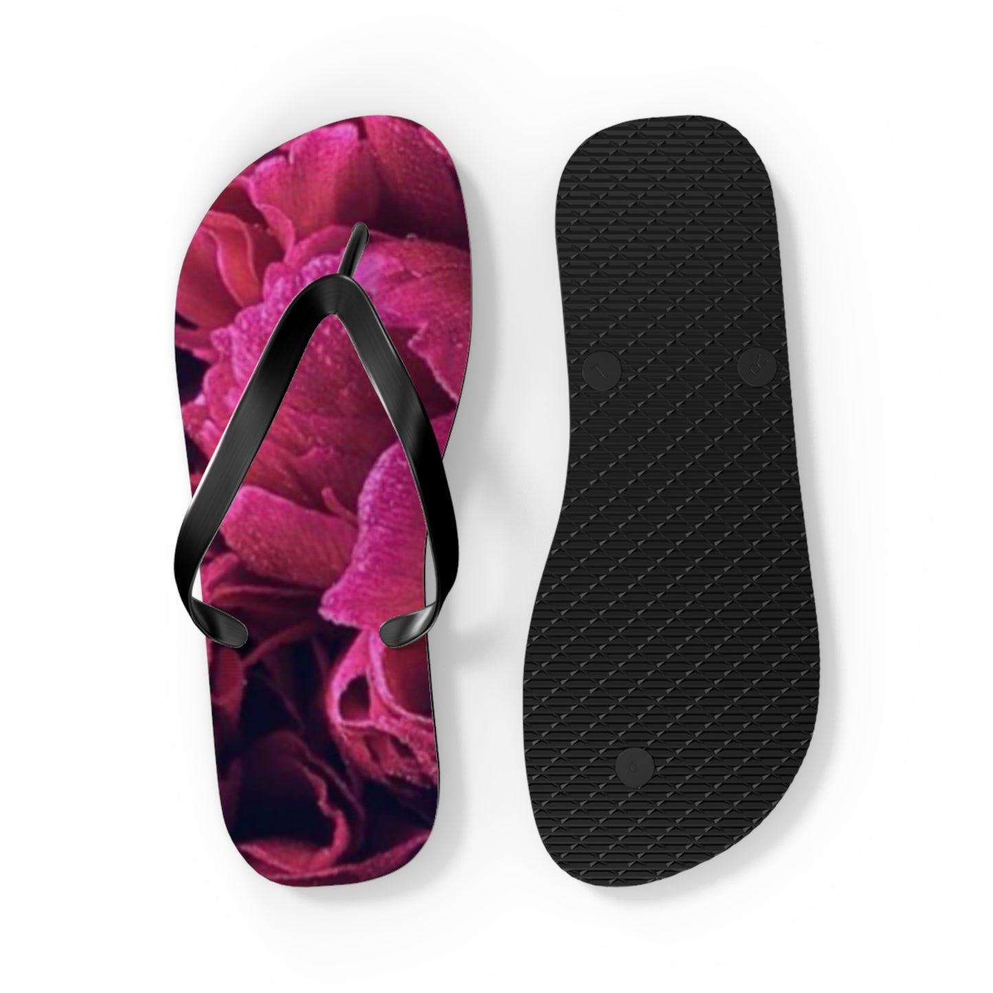 Magenta All Over Floral Design Flip Flops