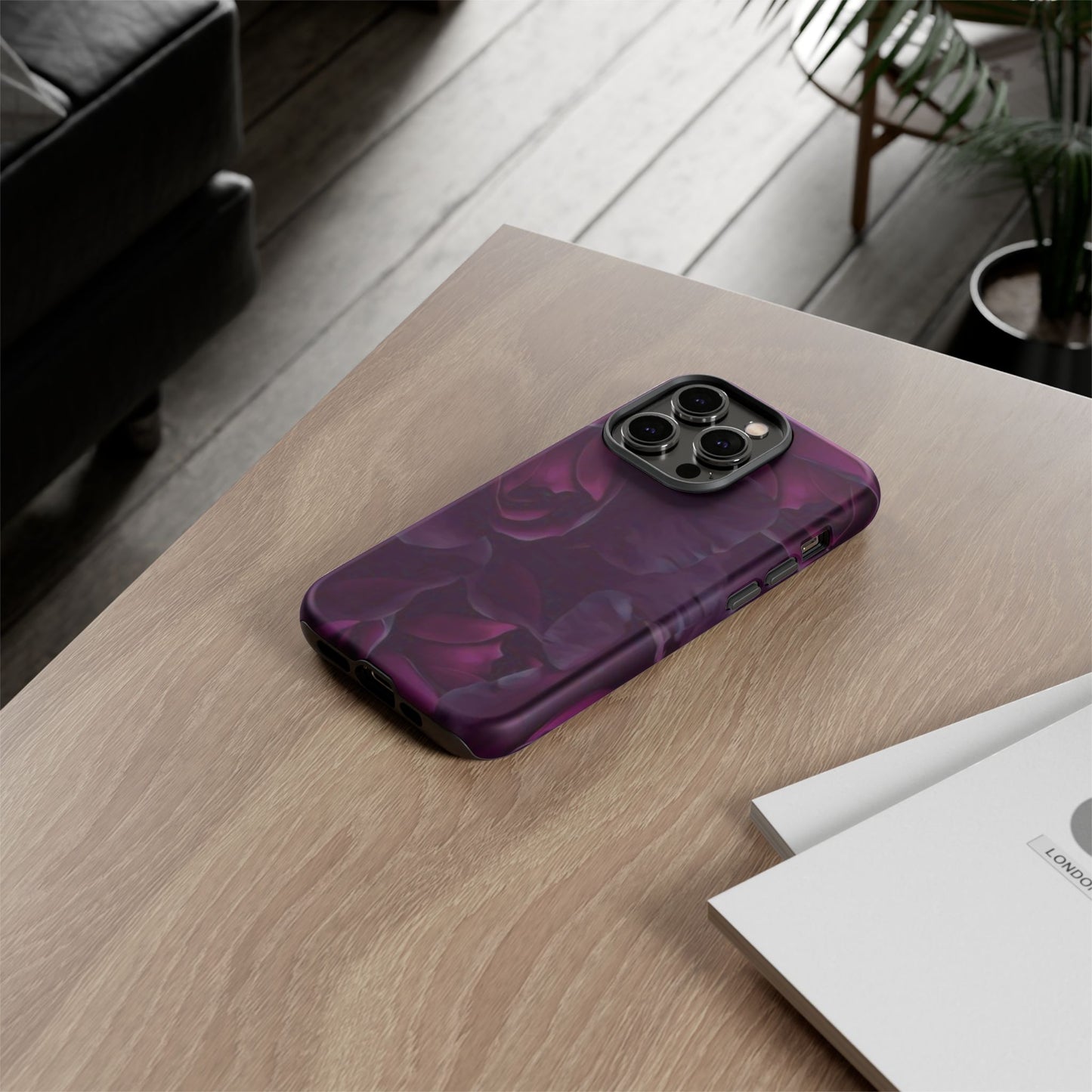 Dark Purple Floral Tough Phone Case