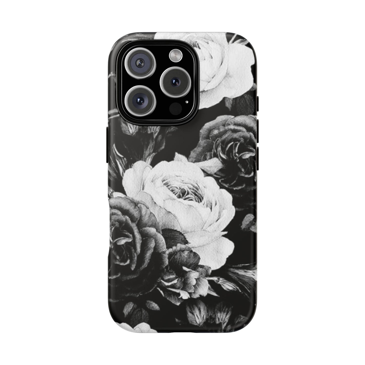 Black and White Floral Tough Phone Case