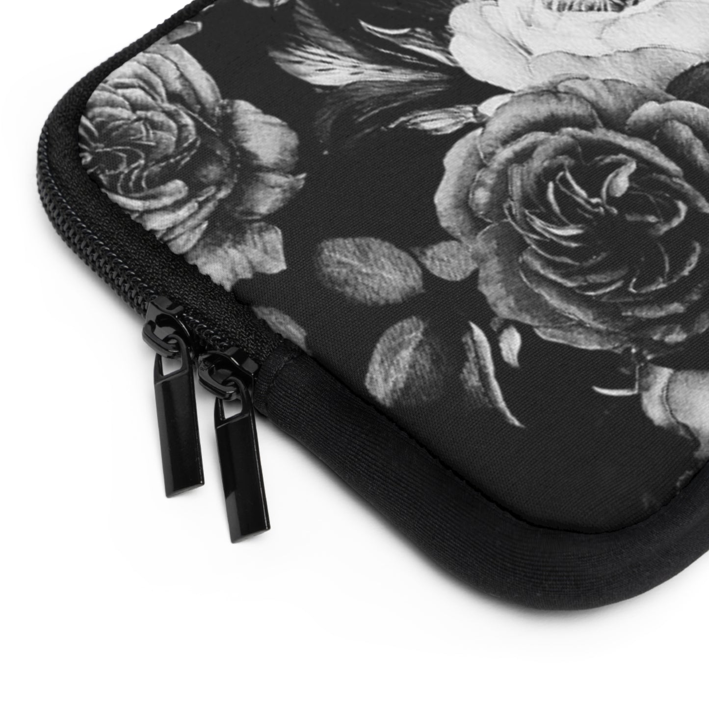 Black and White Floral Laptop Sleeve