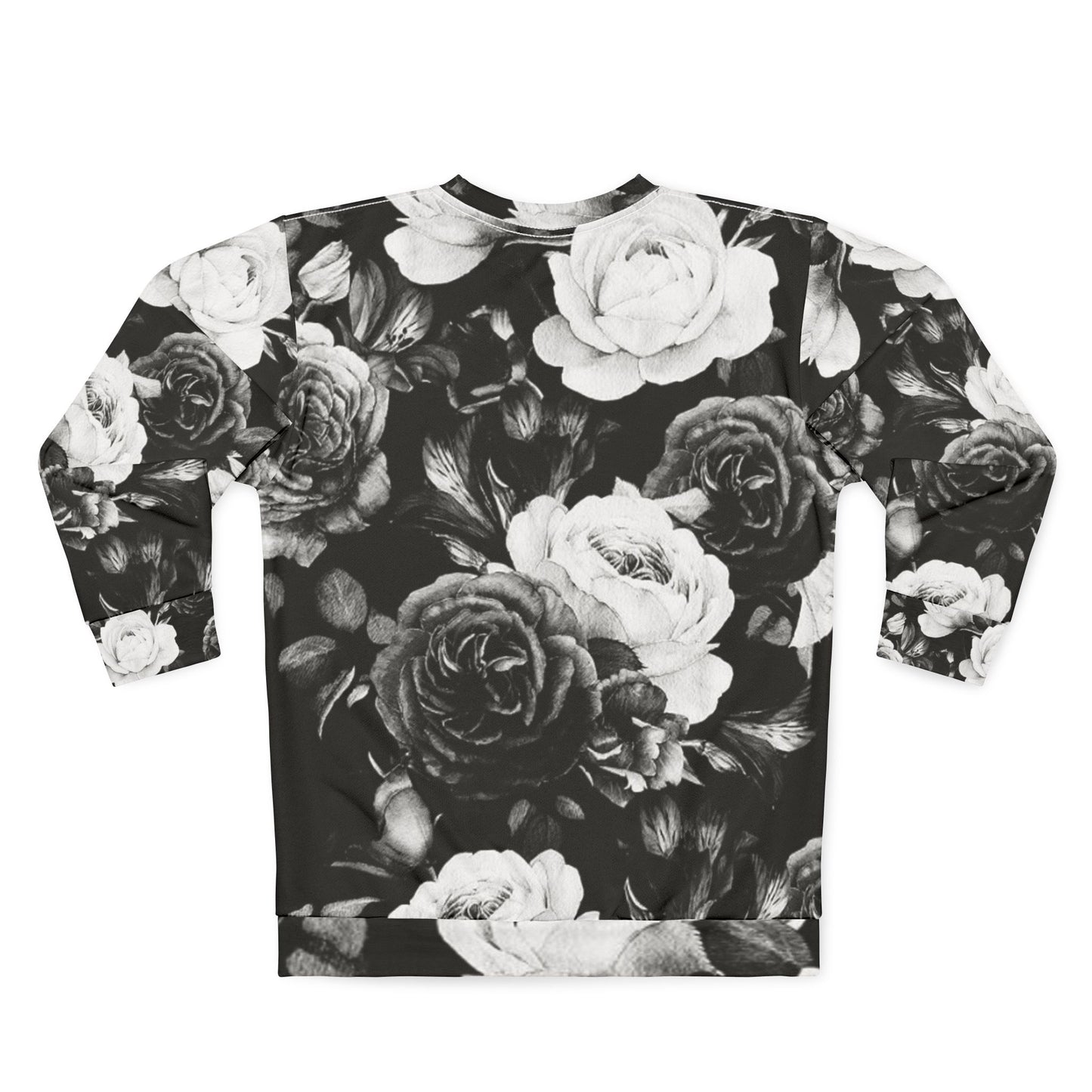 Black & White Floral Crewneck Sweatshirt – Custom Cut & Sewn
