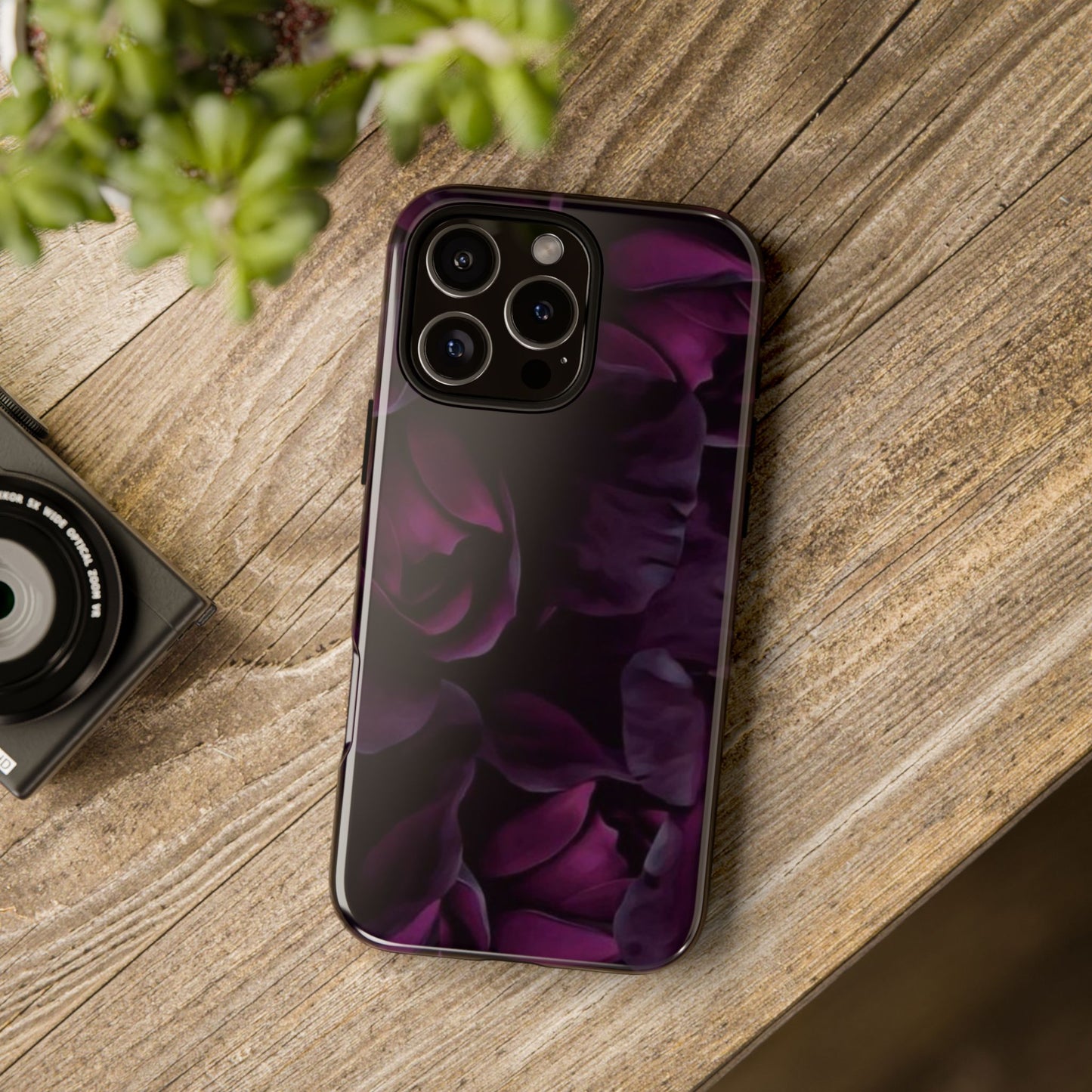 Dark Purple Floral Tough Phone Case