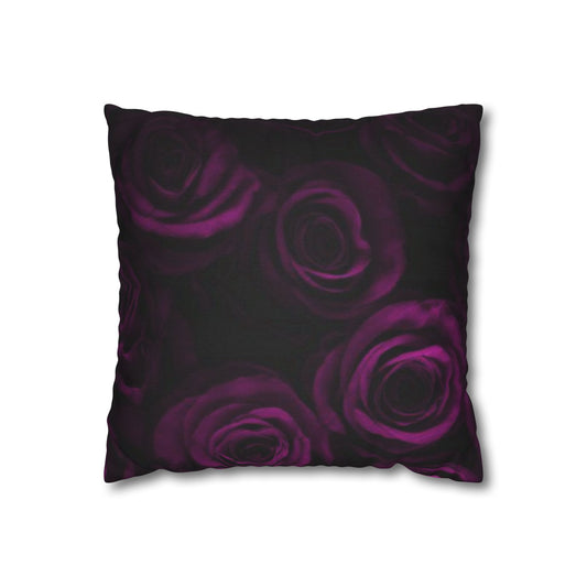Dark Purple Roses Square Pillowcase