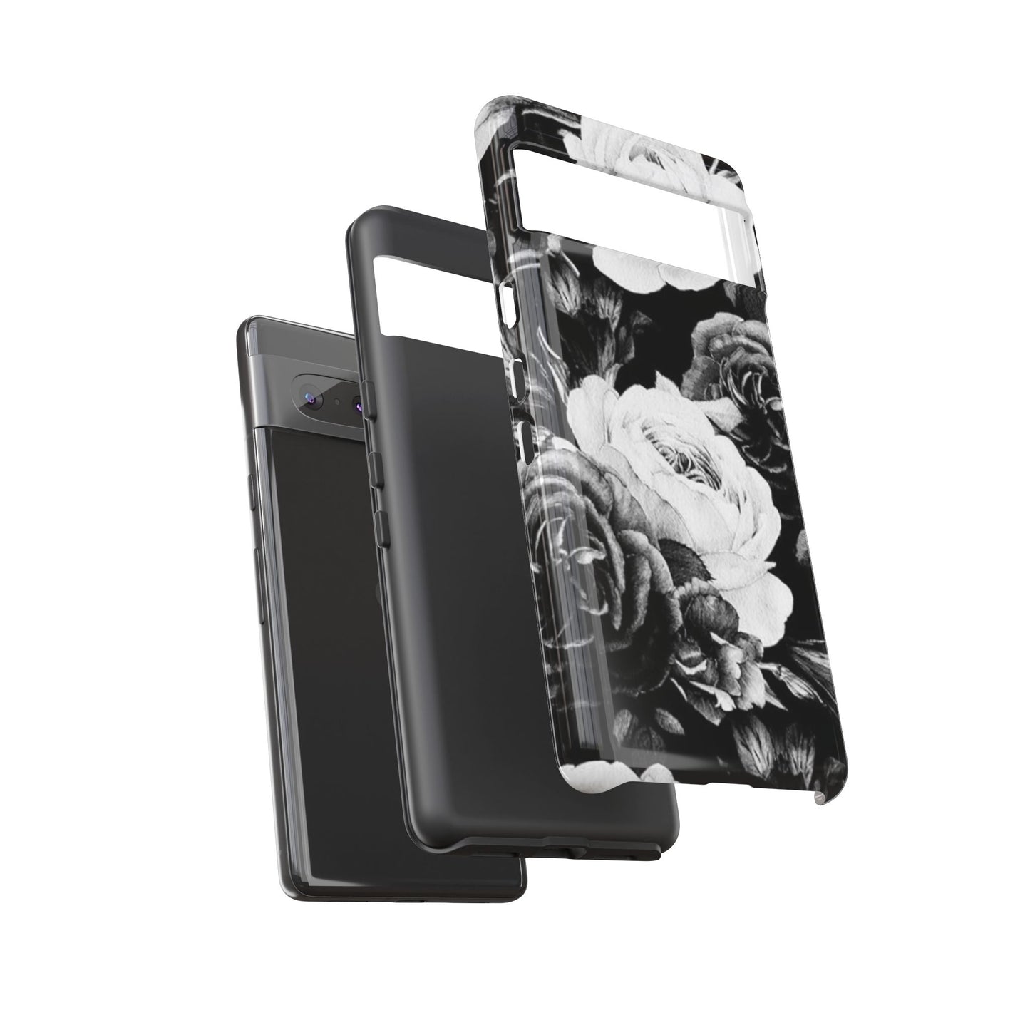 Black and White Floral Tough Phone Case