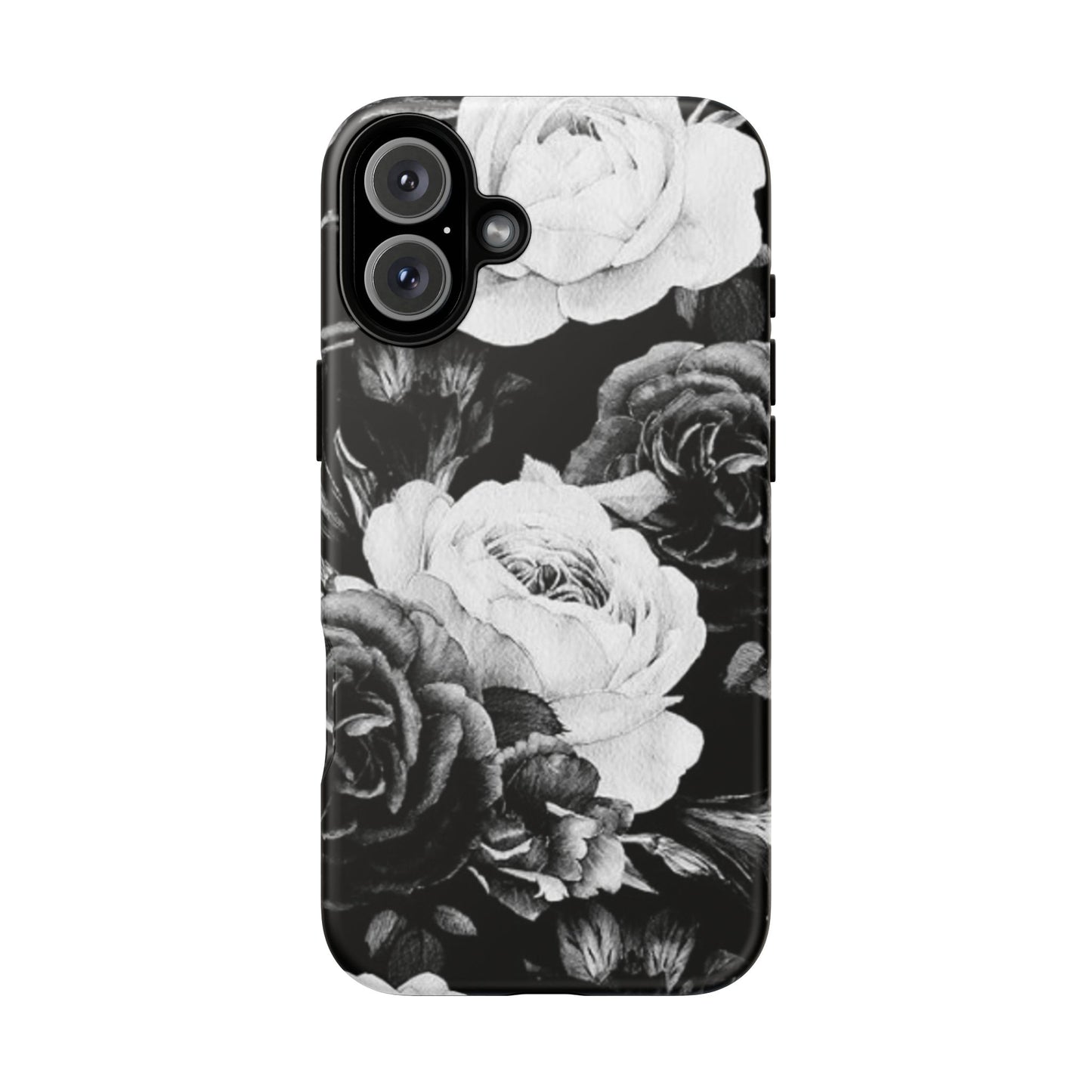 Black and White Floral Tough Phone Case