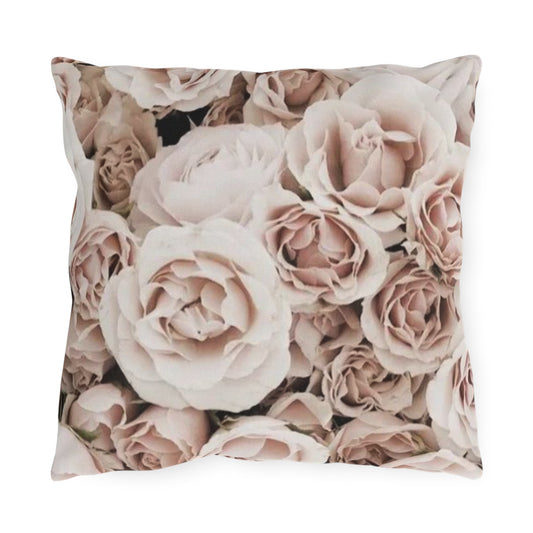 Light Pink Floral Outdoor Pillow