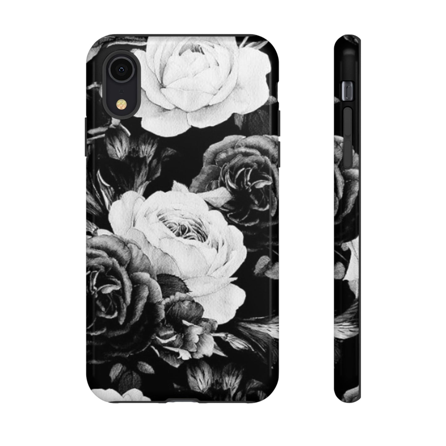 Black and White Floral Tough Phone Case