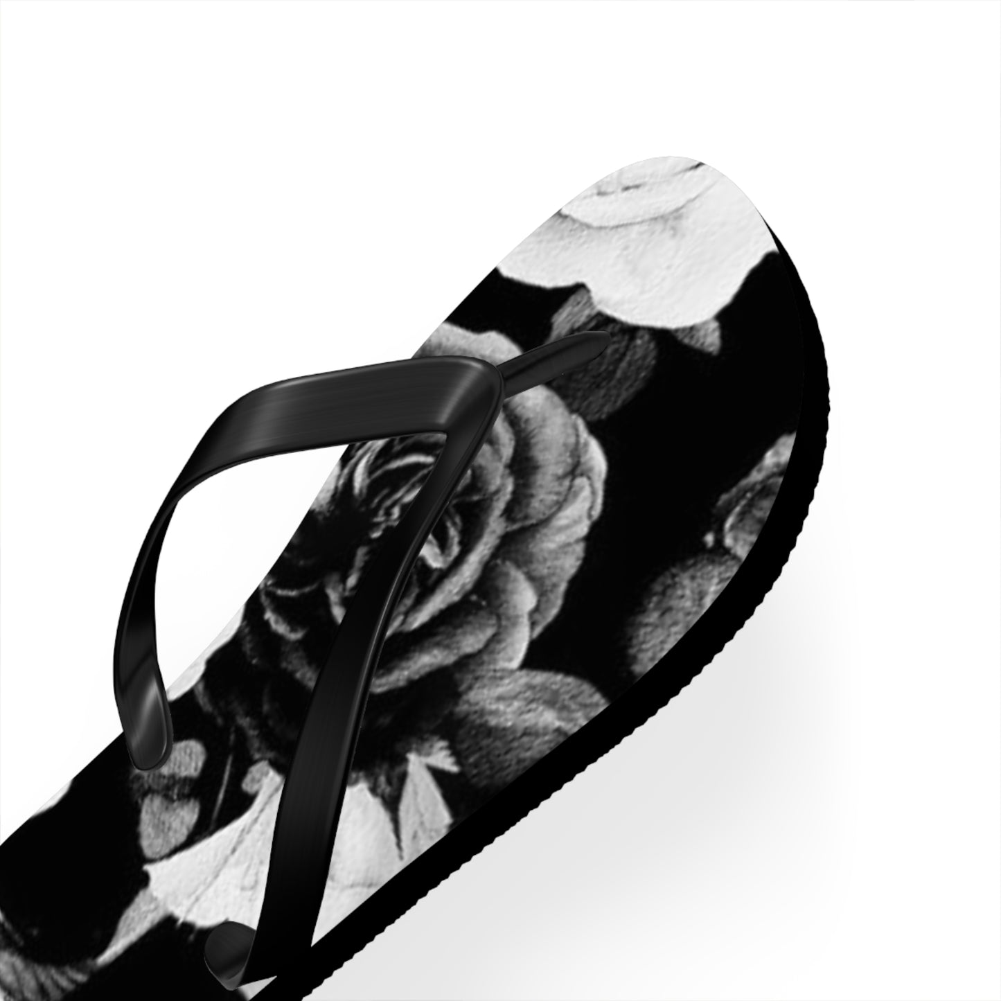 Black and White Floral Design Flip Flops