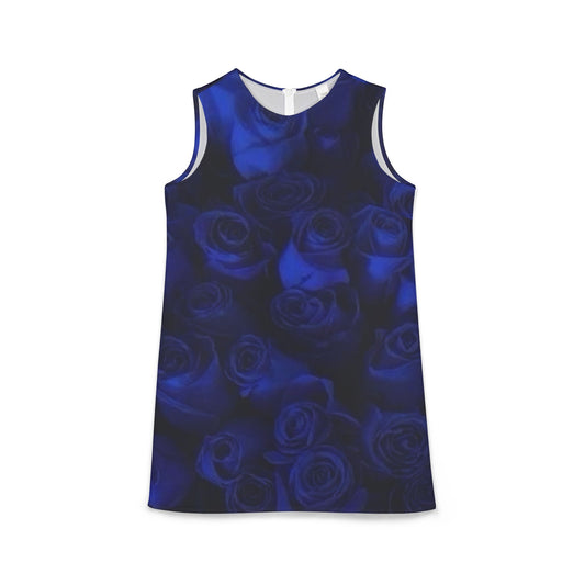 Dark Blue Roses Sleeveless Dress
