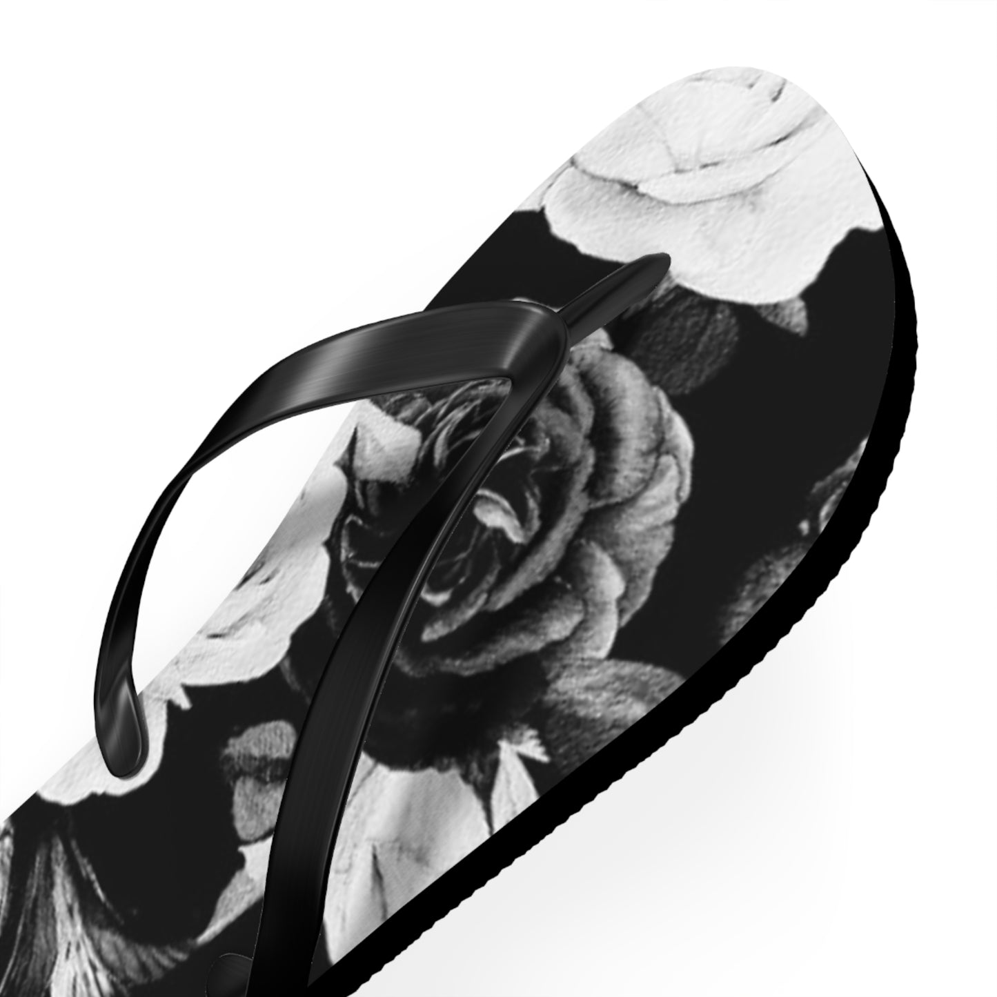 Black and White Floral Design Flip Flops