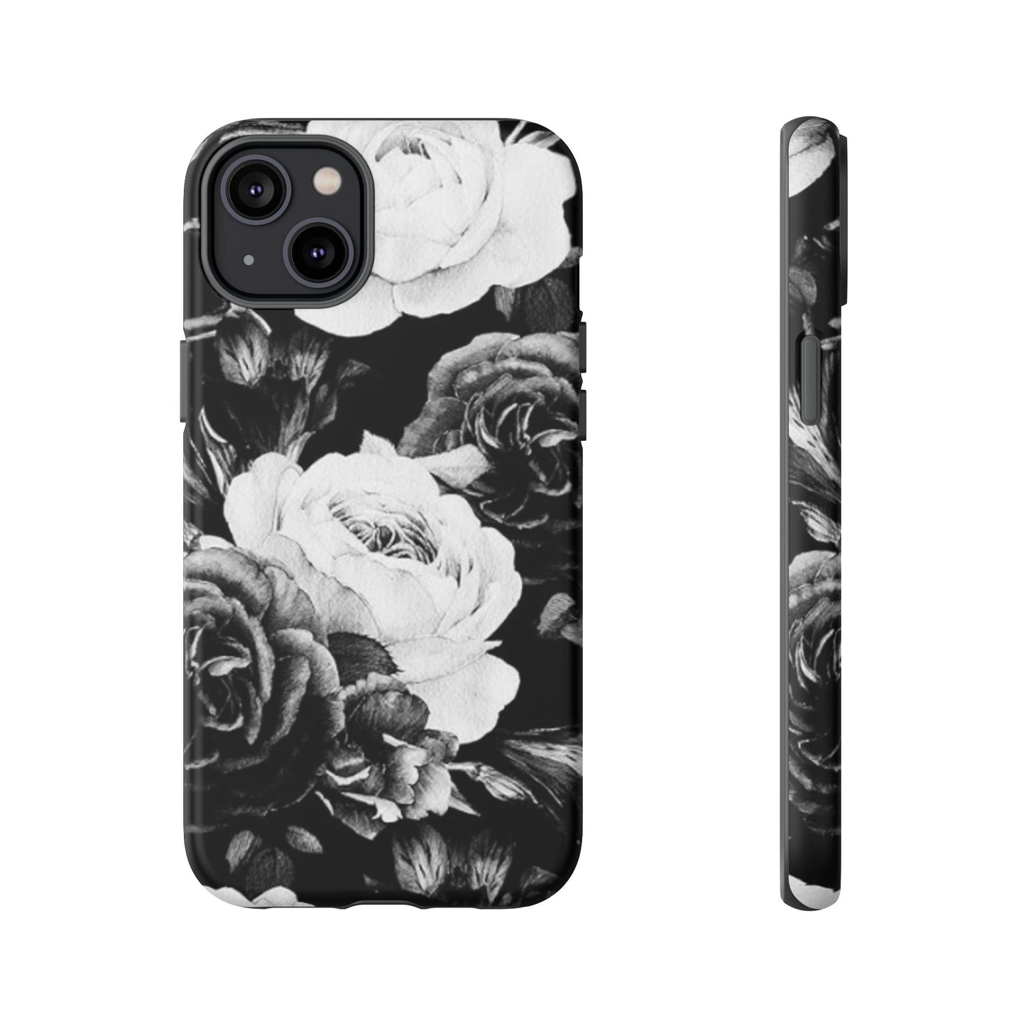 Black and White Floral Tough Phone Case