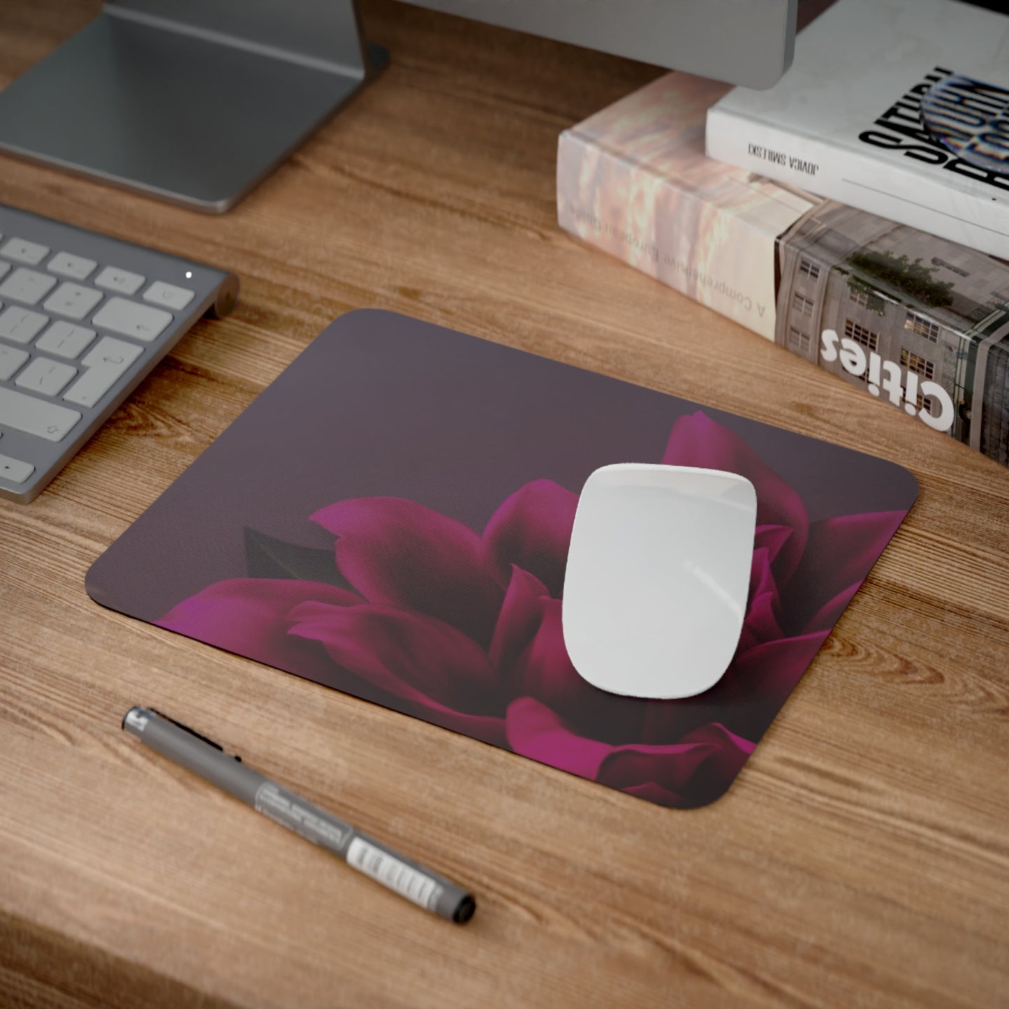 Magenta Dahlia Desk Mouse Pad