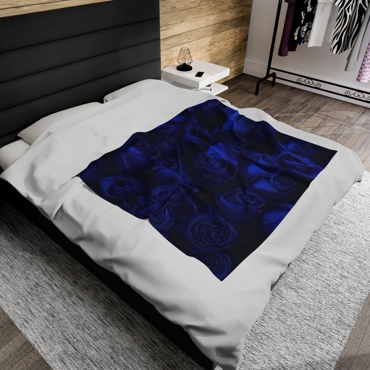 Dark Blue Roses Blanket