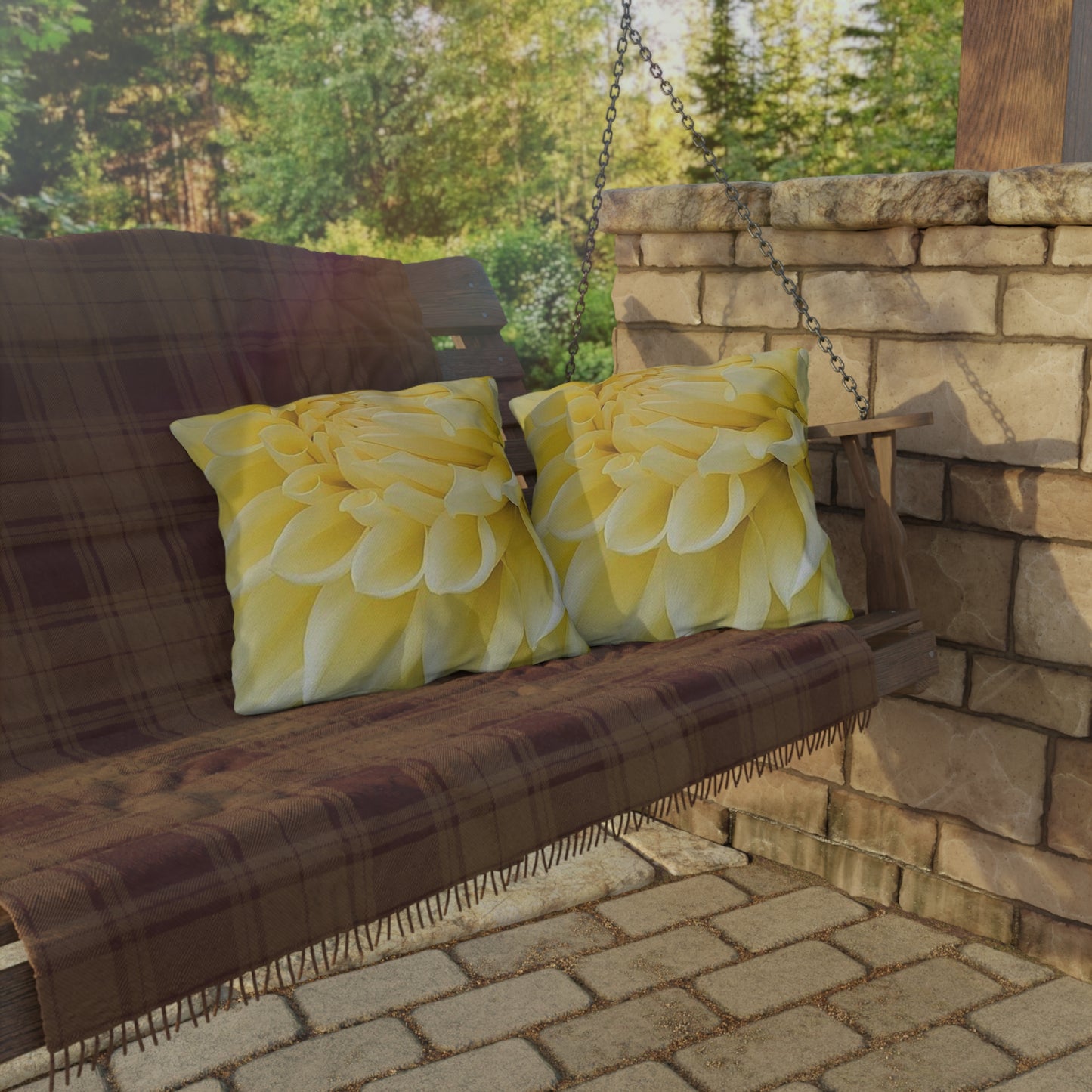 Yellow Dahlia Outdoor Pillow