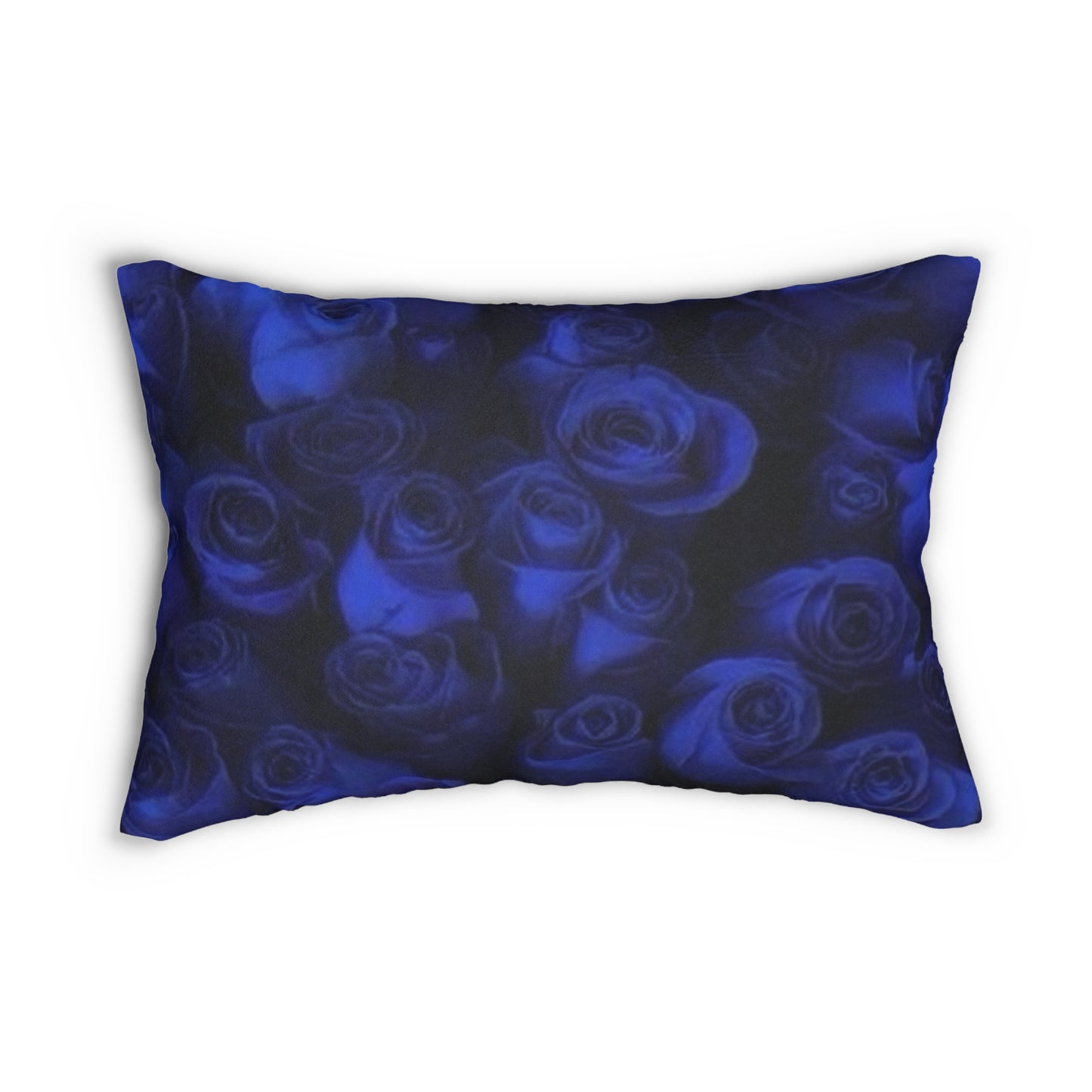 Dark Blue Roses Lumbar Pillow