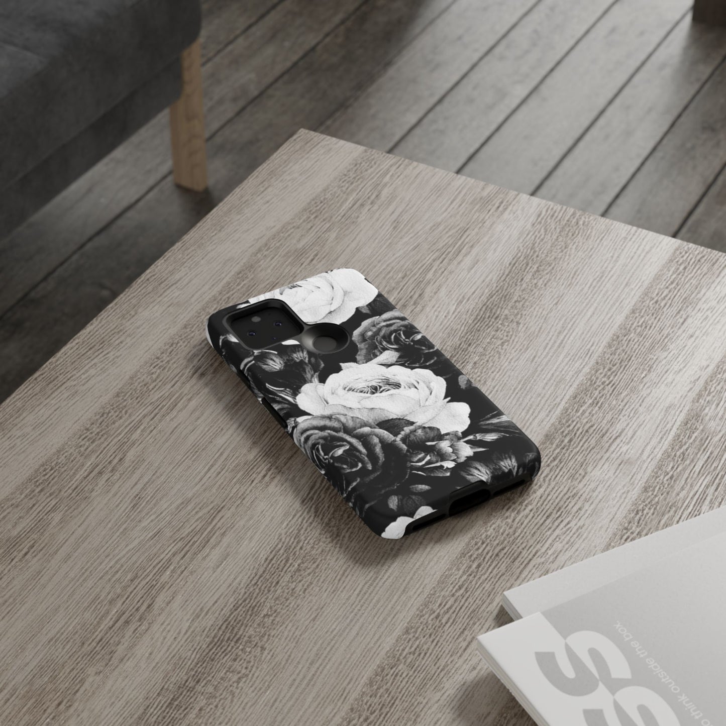 Black and White Floral Tough Phone Case