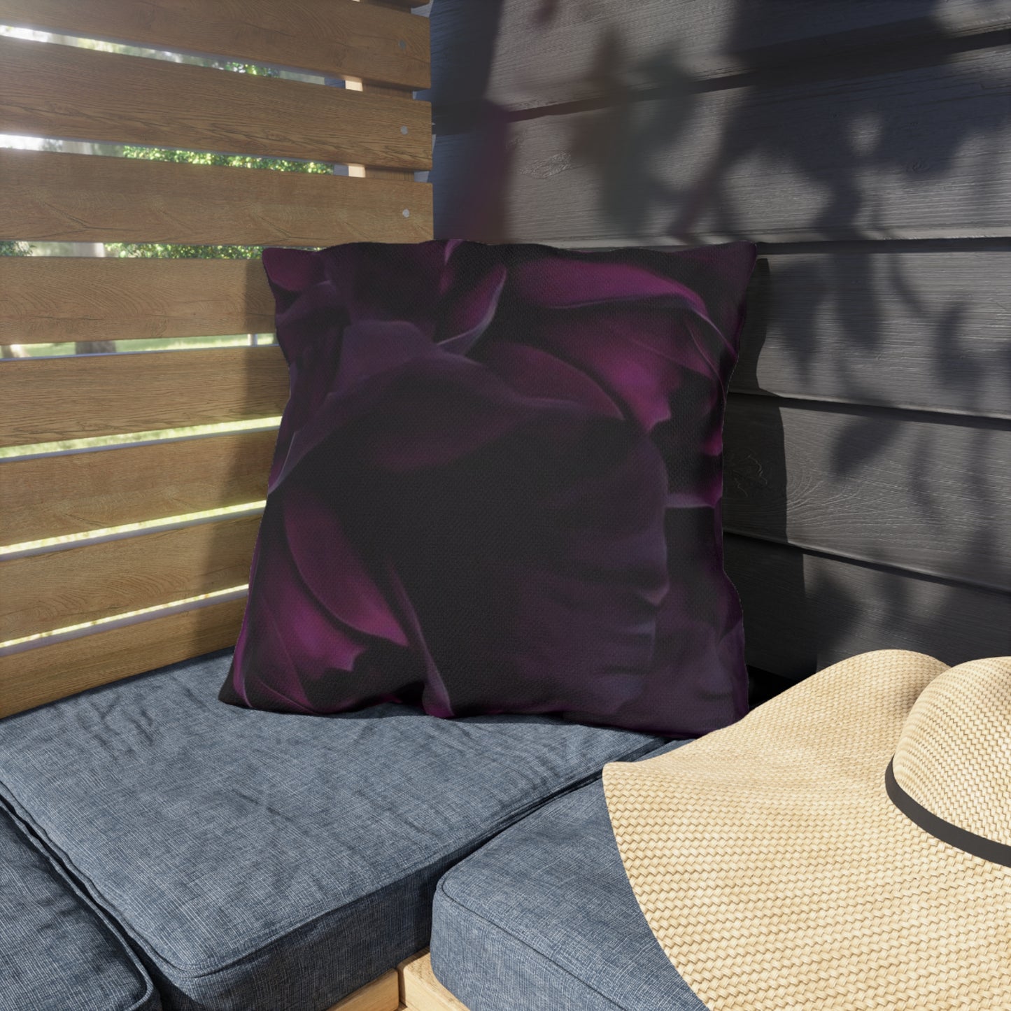 Dark Purple Floral Outdoor Pillow