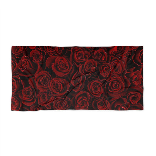 Floral Beach Soft Towel – Red Roses