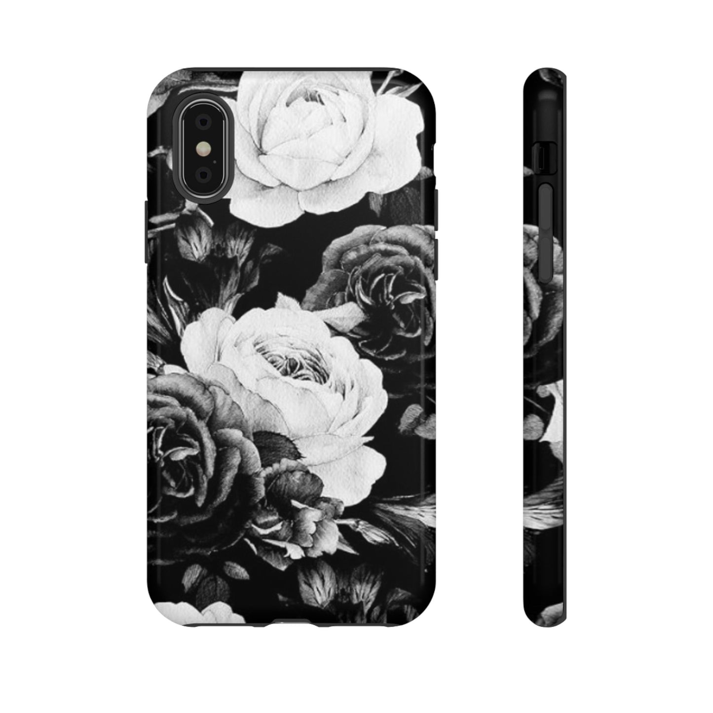 Black and White Floral Tough Phone Case
