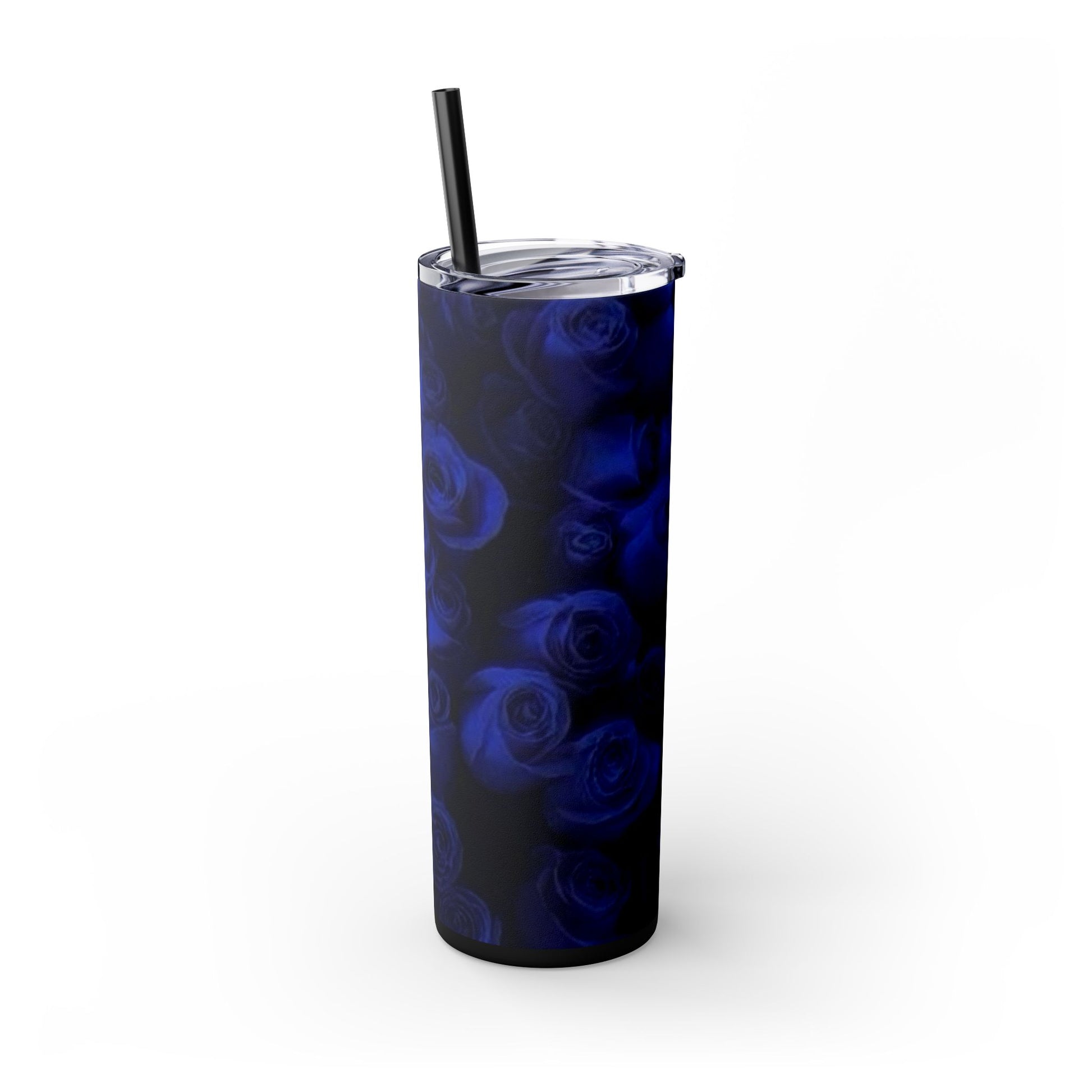 Dark Blue Roses Skinny Tumbler – Durable Stainless Steel 20 oz