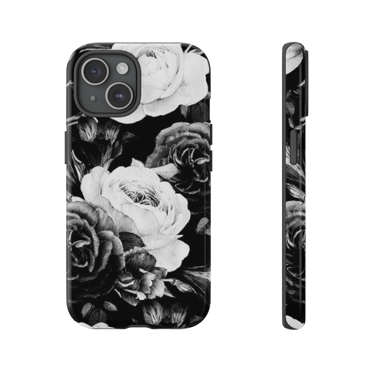 Black and White Floral Tough Phone Case