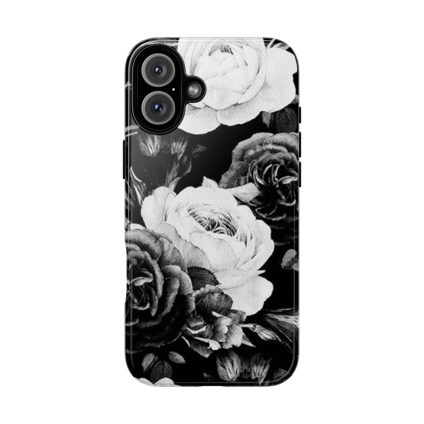 Black and White Floral Tough Phone Case