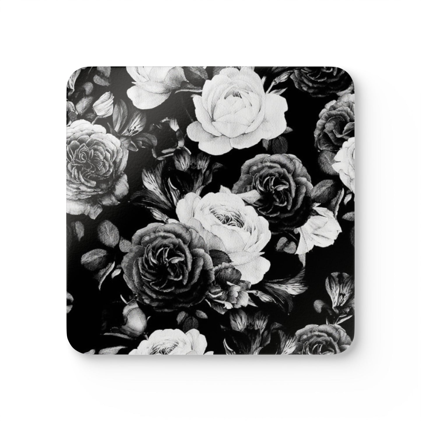 Black & White Floral Drink Coasters For Table – Stylish & Durable Surface Protection