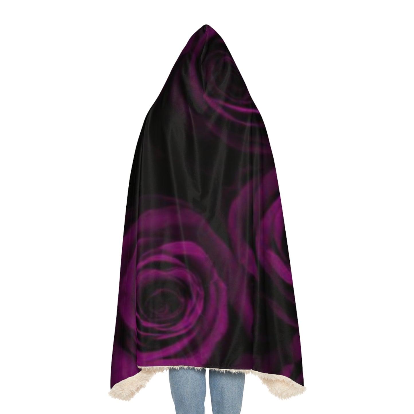 Dark Purple Roses Hood Blanket