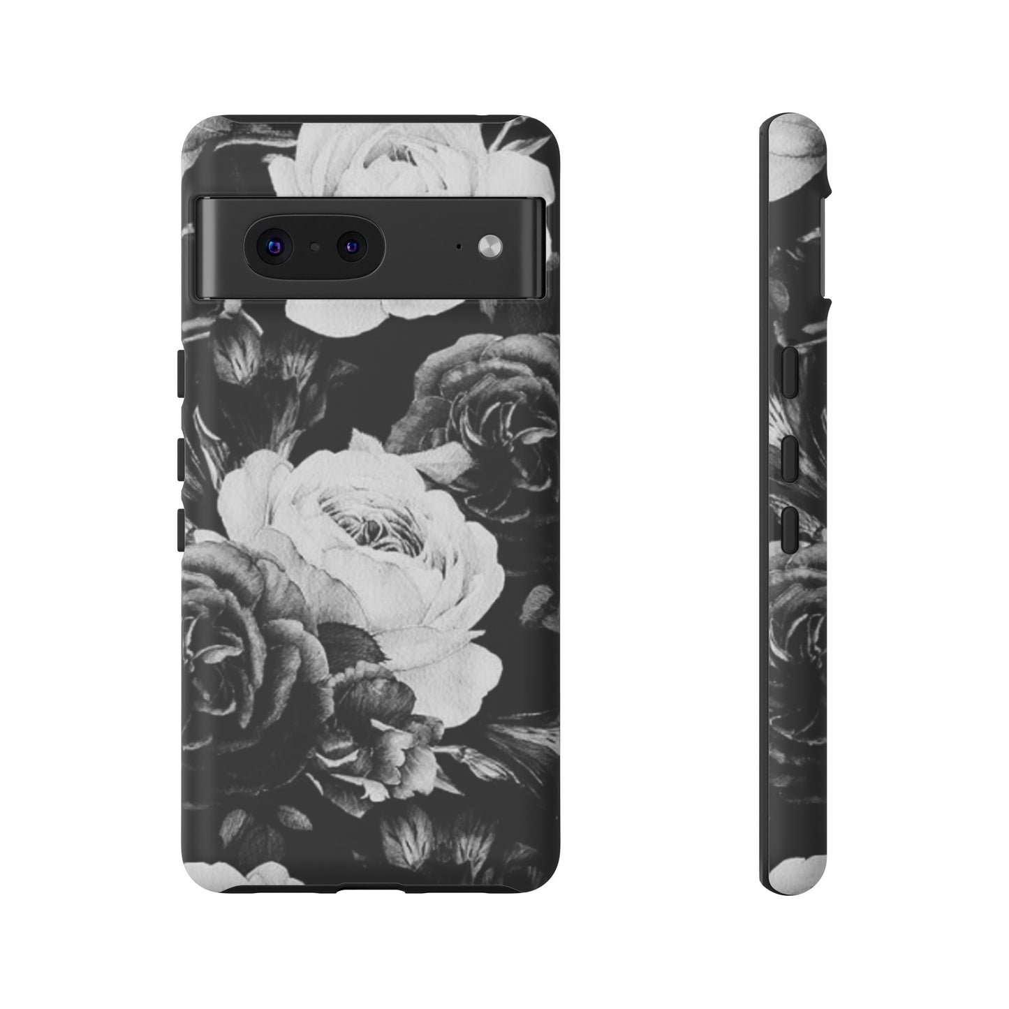 Black and White Floral Tough Phone Case