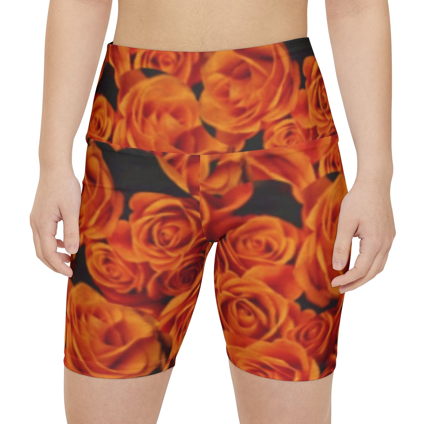 Orange Roses Floral Design Women's Workout Shorts