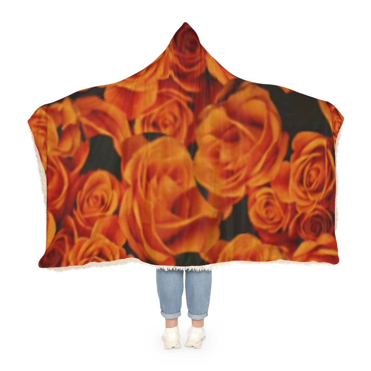 Orange Roses Hood Blanket