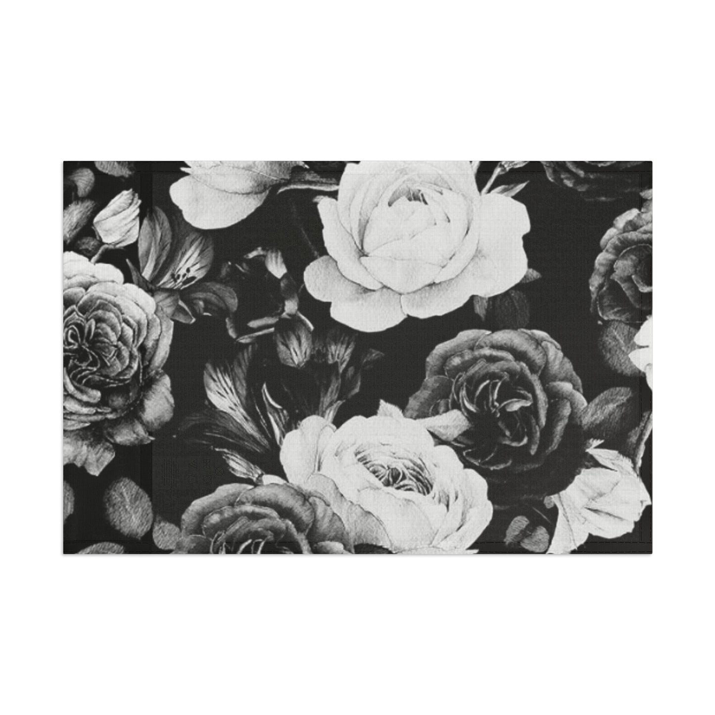 Black and White Floral Design Flag