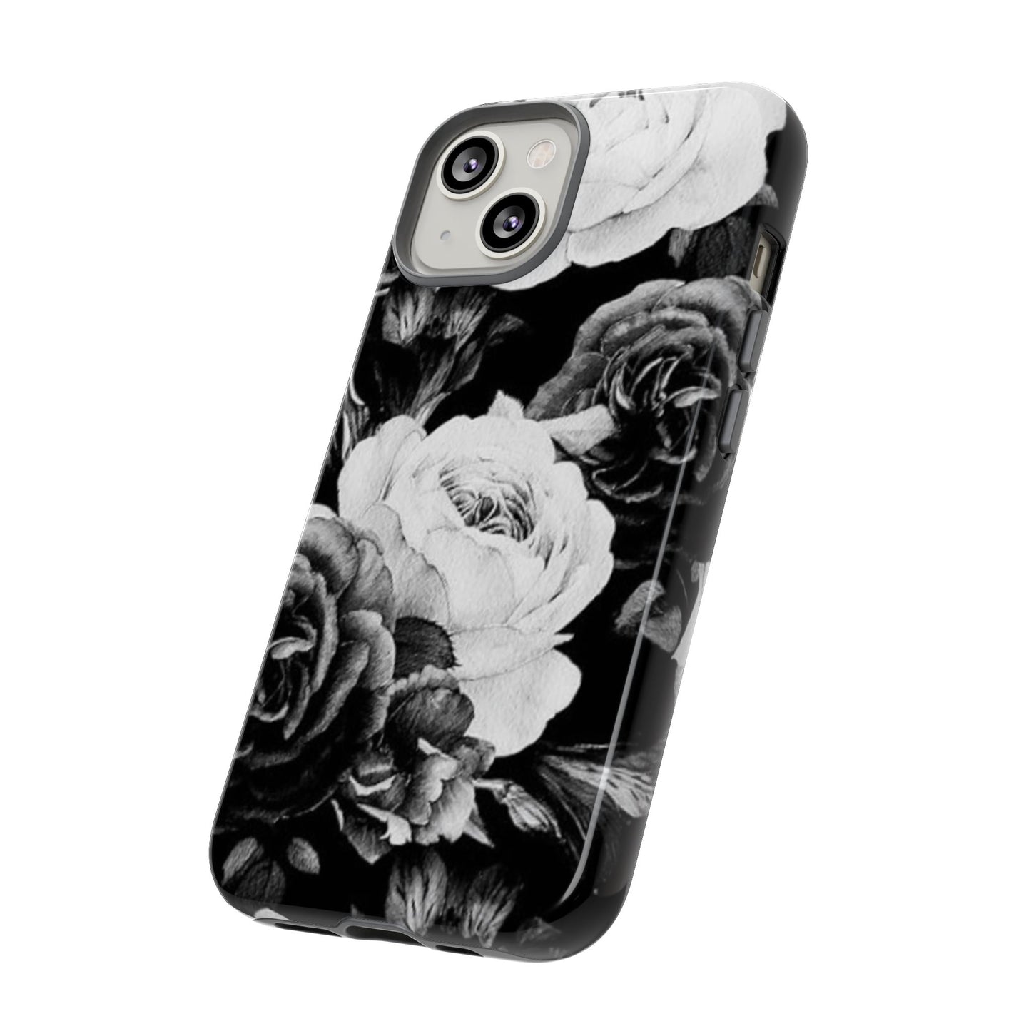 Black and White Floral Tough Phone Case