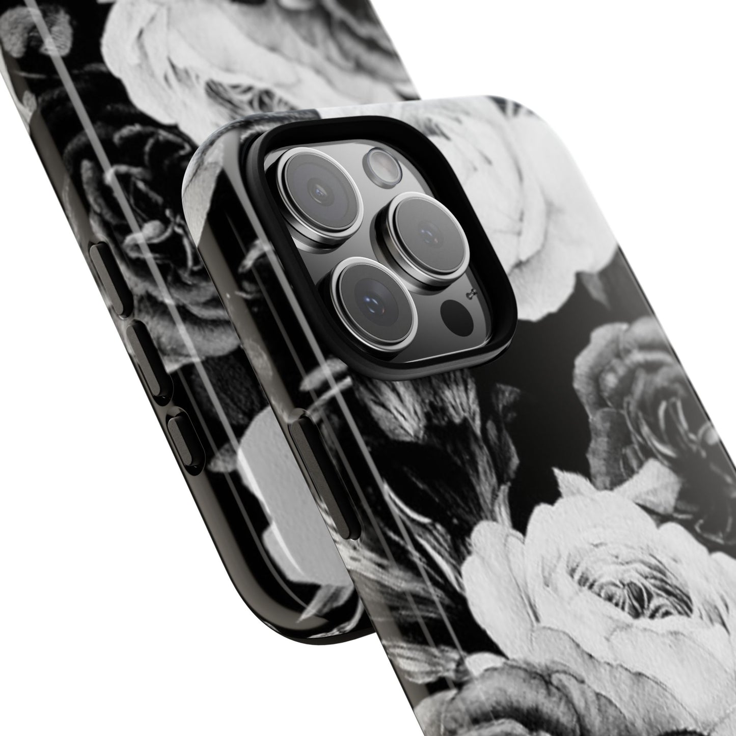 Black and White Floral Tough Phone Case