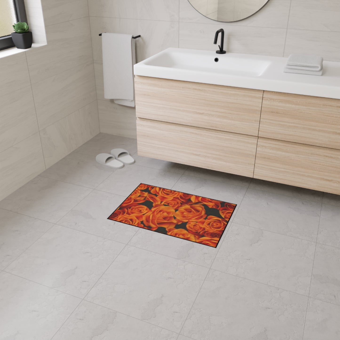 Orange Roses Heavy Duty Floor Mat