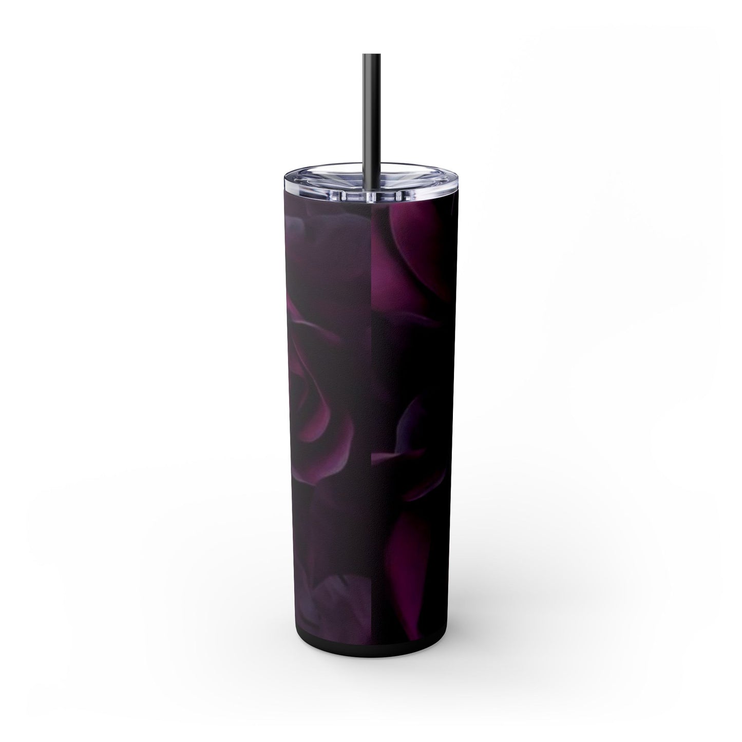 Dark Purple Floral Skinny Tumbler – Durable Stainless Steel 20 oz