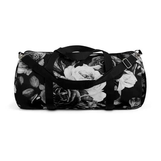 Black & White Floral Duffel Bag for Gym