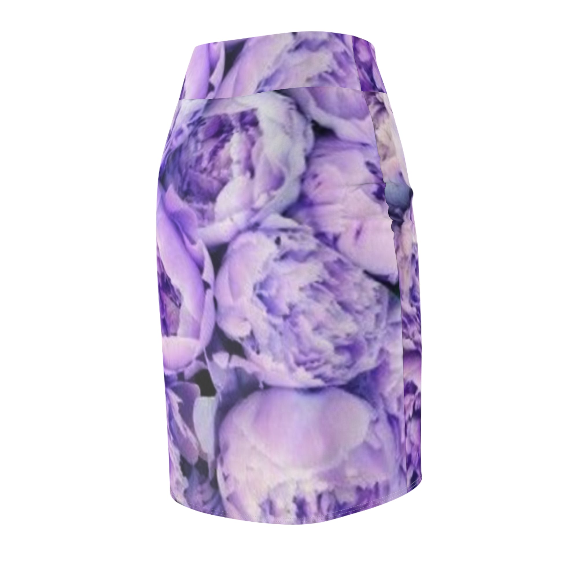 Purple Peony Floral Pencil Skirt – Graceful & Feminine