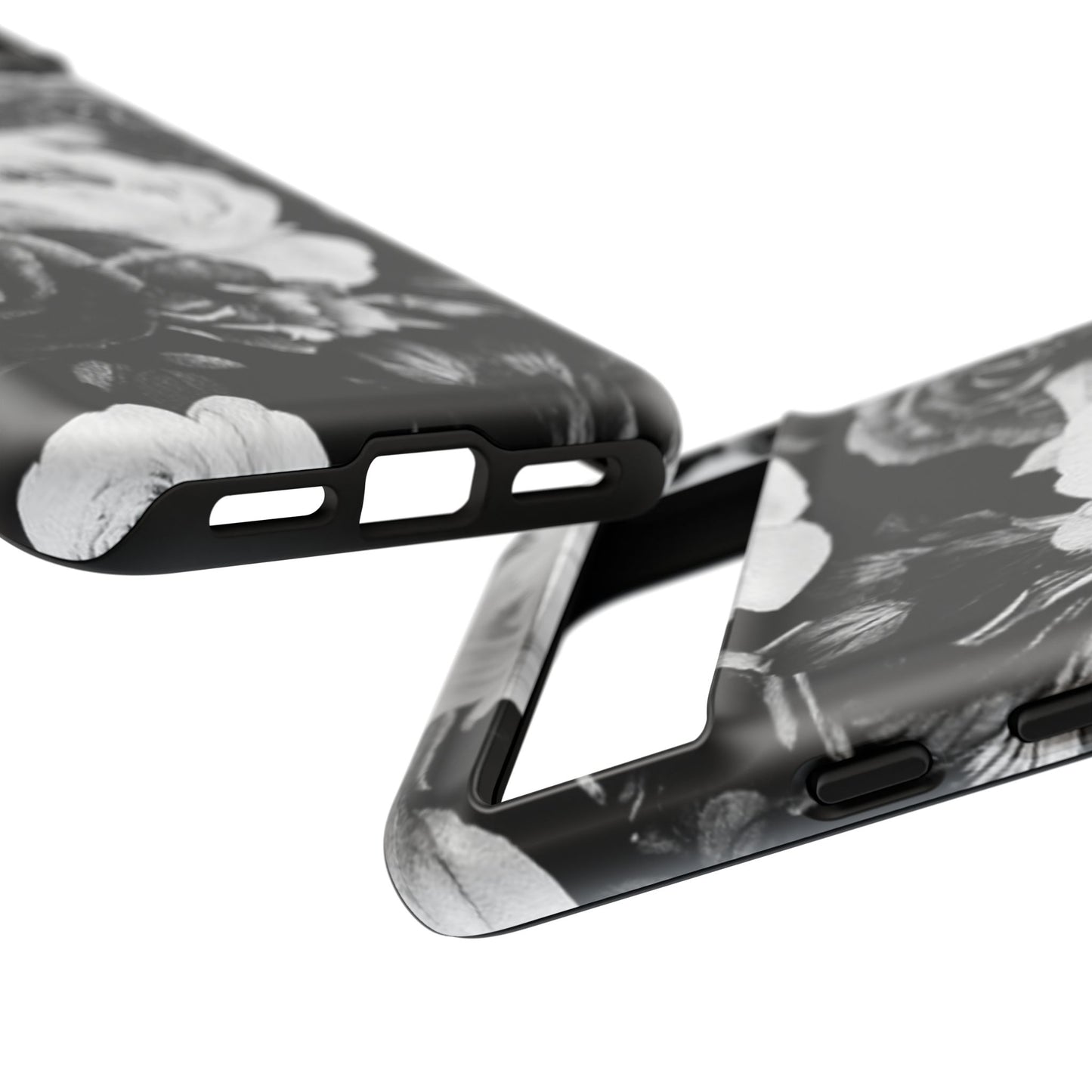 Black and White Floral Tough Phone Case