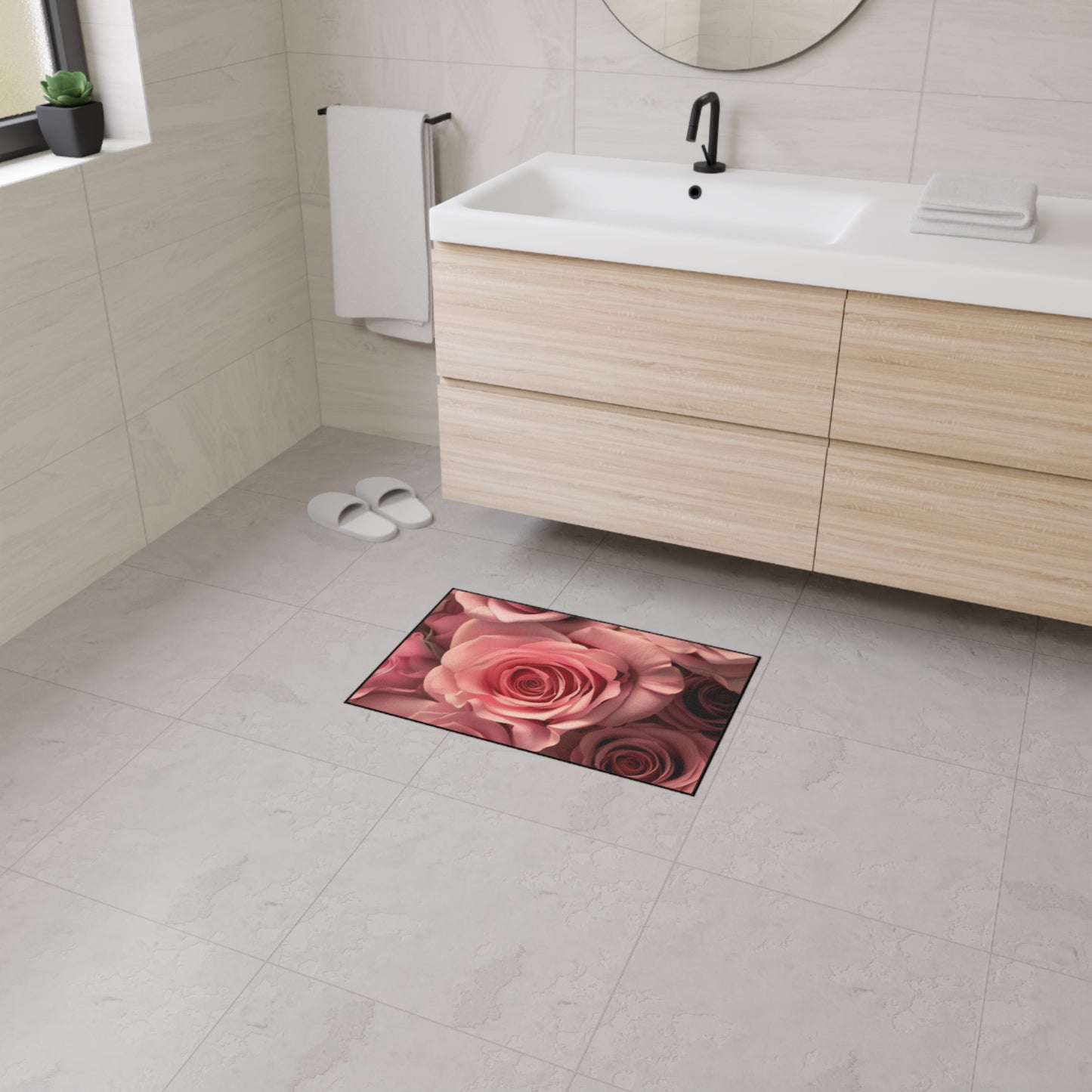 Pink Roses Heavy Duty Floor Mat