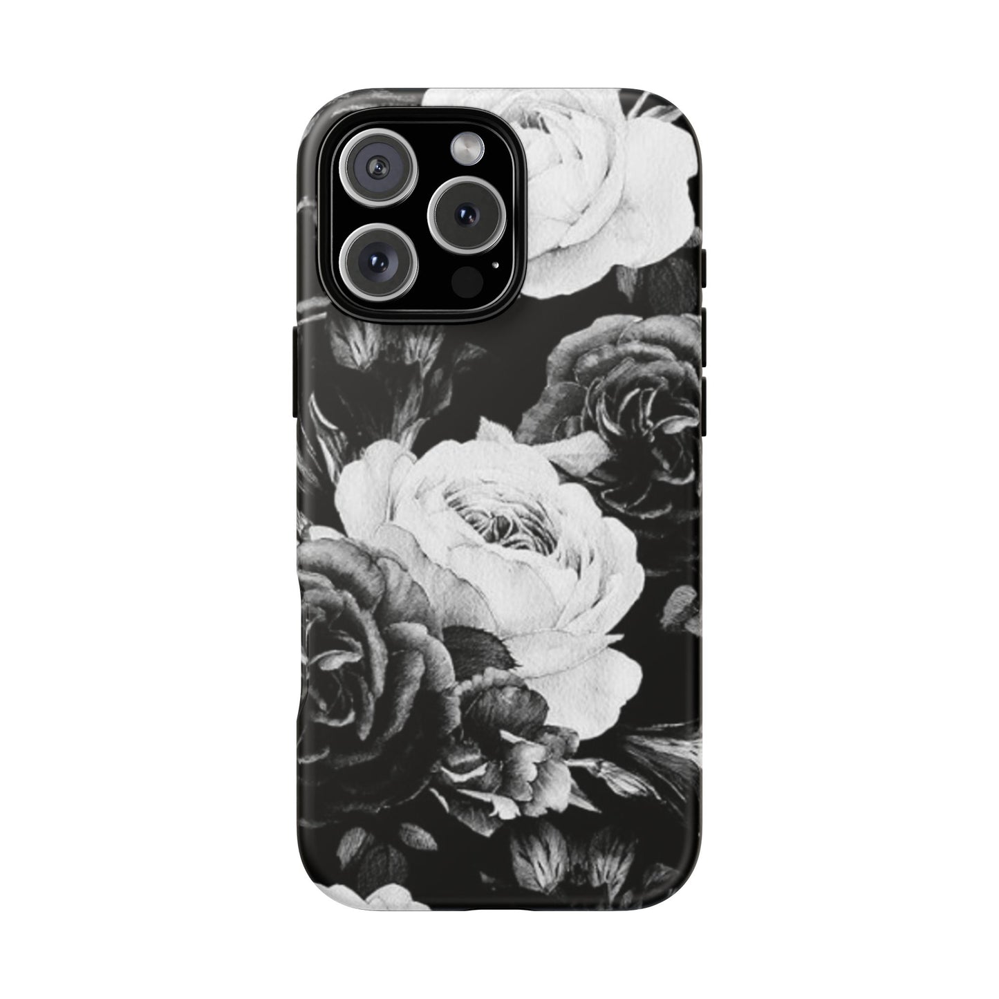 Black and White Floral Tough Phone Case