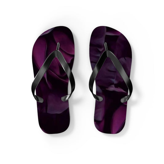 Dark Purple Floral Design Flip Flops